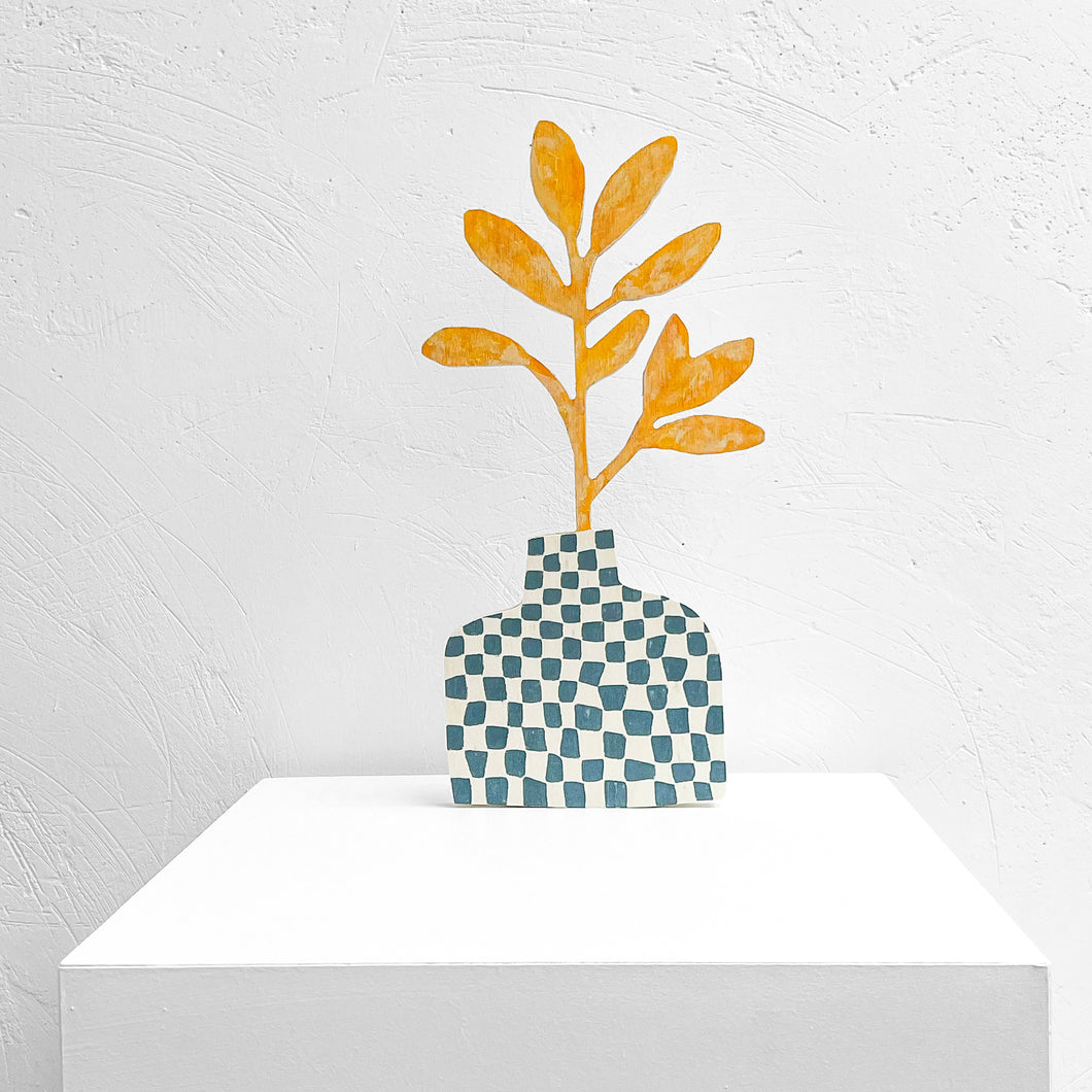 VASE checkered steel blue