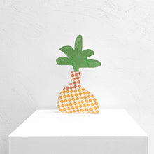 Load image into Gallery viewer, VASE checkered yellow and coral
